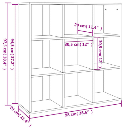 Bokhylla rökfärgad ek 98x30x98 cm