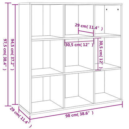 Bokhylla rökfärgad ek 98x30x98 cm