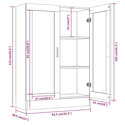 Vitrinskåp rökfärgad ek 82,5x30,5x115 cm konstruerat trä