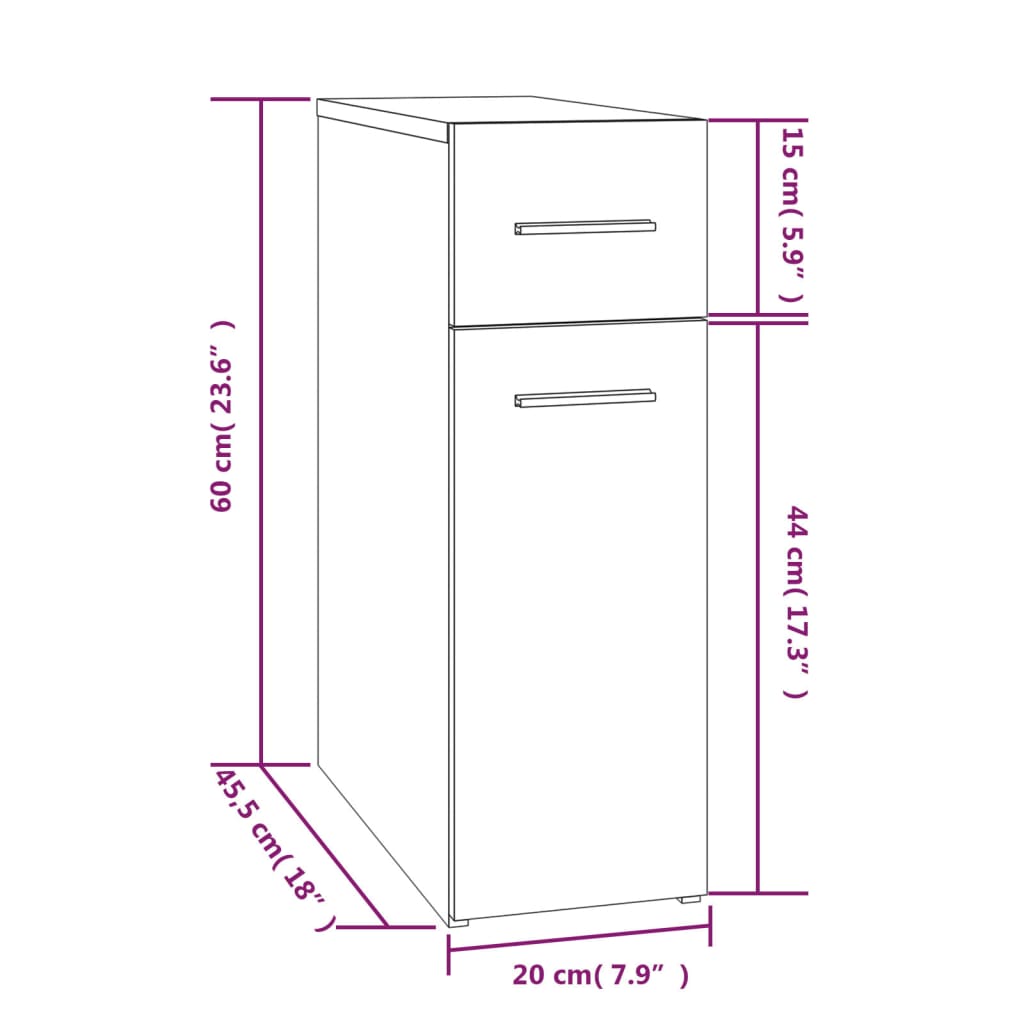 Apoteksskåp rökfärgad ek 20x45,5x60 cm konstruerat trä