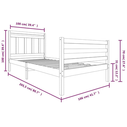 Sängram honungsbrun massivt trä 100x200 cm enkelsäng - Möbelfabriken