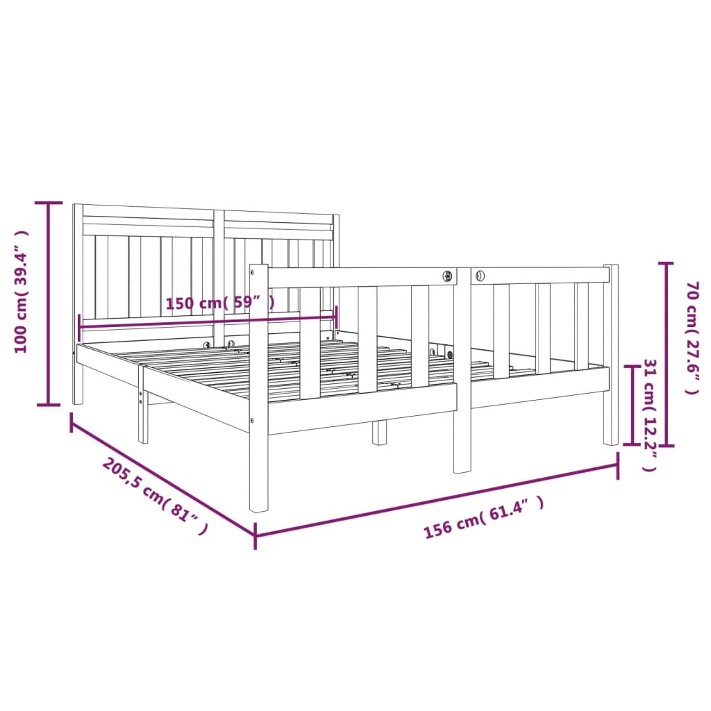 Sängram massivt trä 150x200 cm honungsbrun - Möbelfabriken