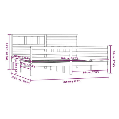 Sängram honungsbrun massivt trä 200x200 cm - Möbelfabriken