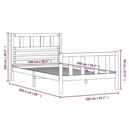 Sängram honungsbrun massivt trä 100x200 cm - Möbelfabriken