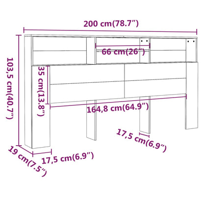 Sänggavel med förvaring  ek 200x19x103,5 cm