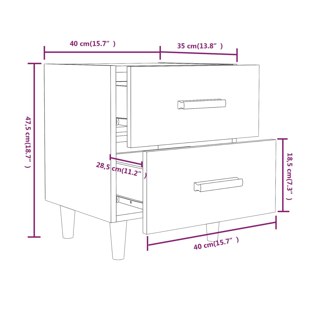 Sängbord  ek 40x35x47,5 cm