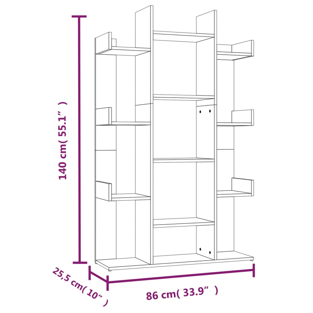 Bokhylla rökfärgad ek 86x25,5x140 cm konstruerat trä