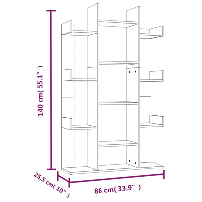 Bokhylla rökfärgad ek 86x25,5x140 cm konstruerat trä