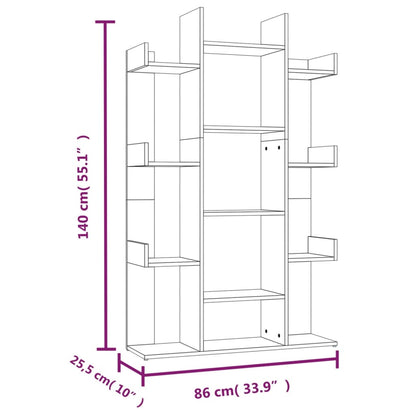 Bokhylla rökfärgad ek 86x25,5x140 cm konstruerat trä