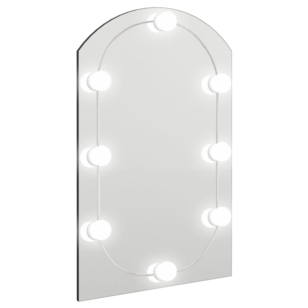 Spegel med LED-lampor 60x40 cm glas valvformad