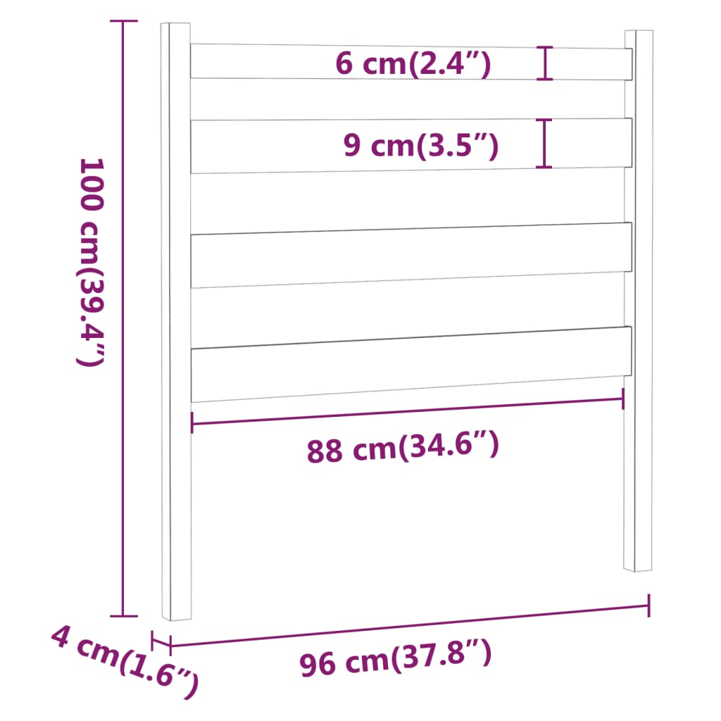 Sänggavel honungsbrun 96x4x100 cm massiv furu