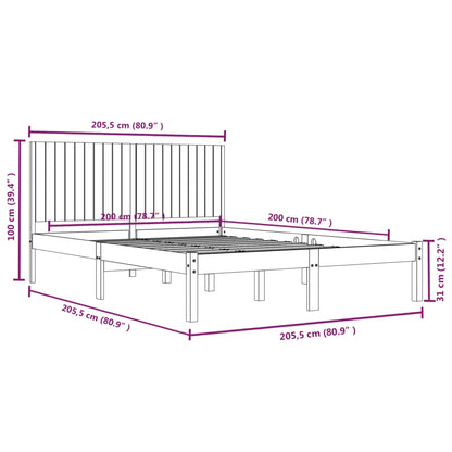 Sängram honungsbrun massiv furu 200x200 cm