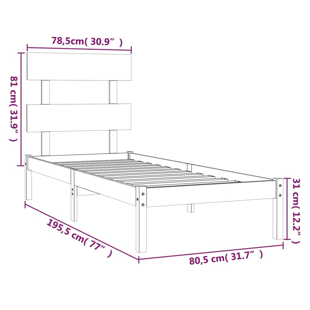 Sängram massivt trä 75x190 cm - Möbelfabriken