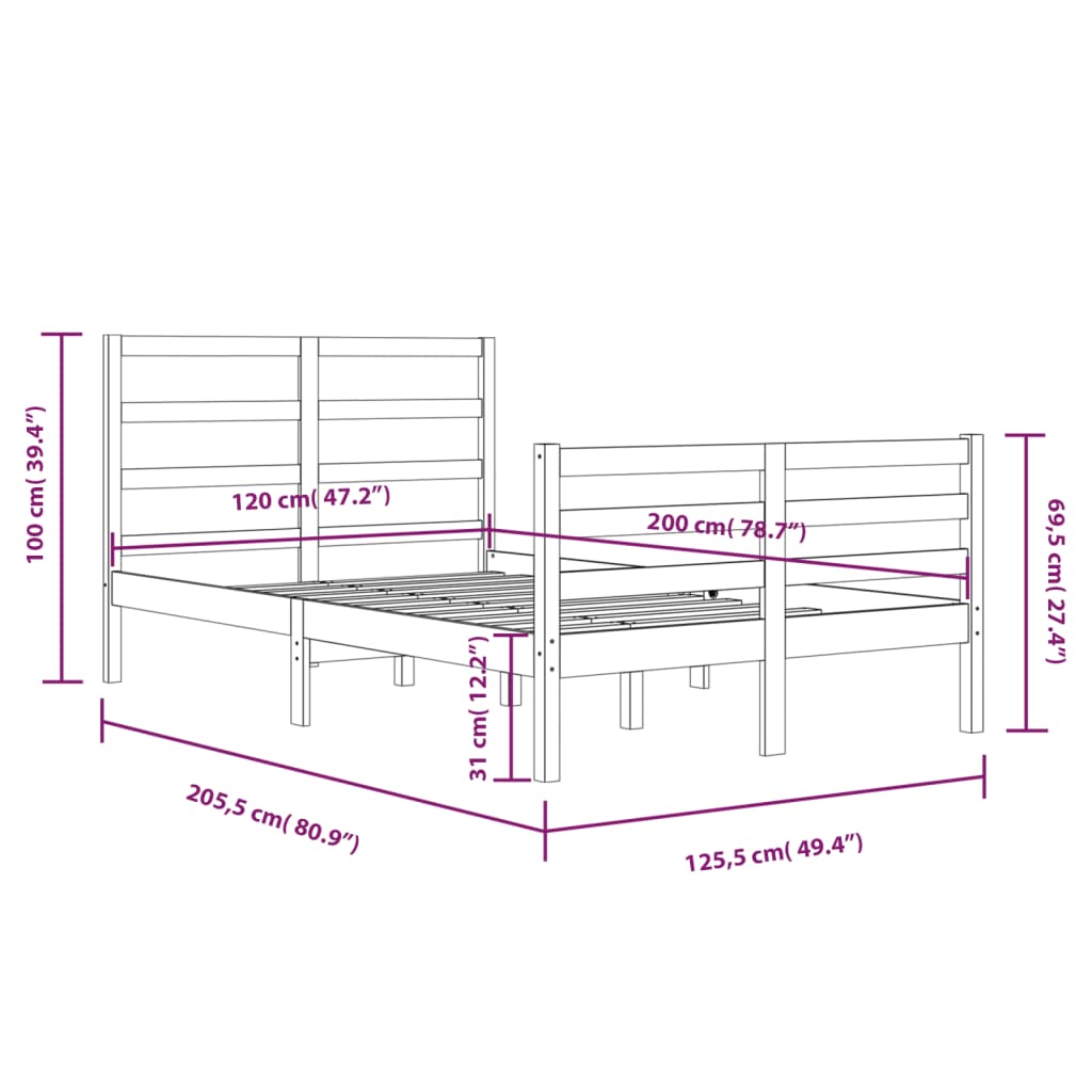 Sängram massiv furu 120x200 cm - Möbelfabriken