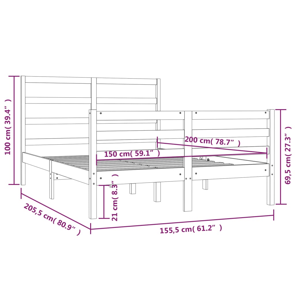 Sängram massiv furu 150x200 cm - Möbelfabriken