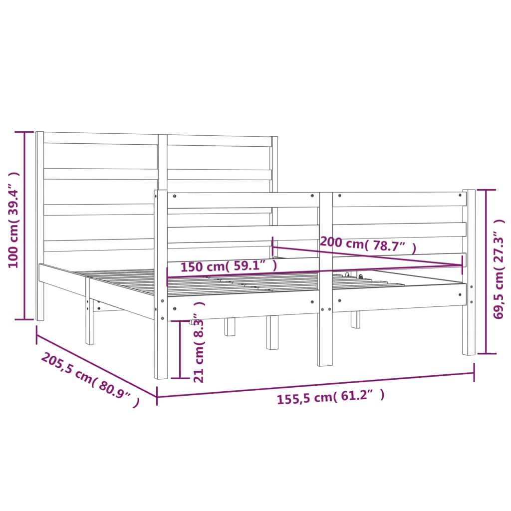 Sängram massiv furu 150x200 cm - Möbelfabriken