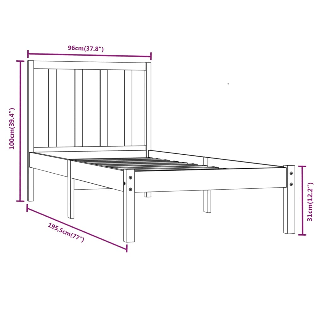 Sängram massiv furu 90x190 cm - Möbelfabriken