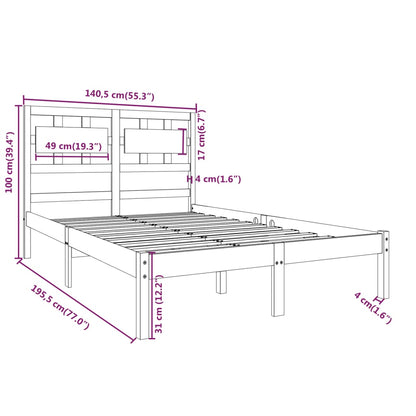 Sängram massivt trä 135x190 cm - Möbelfabriken