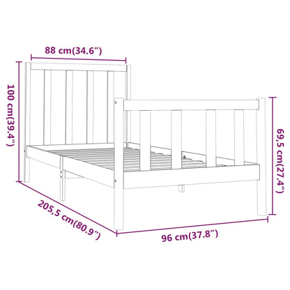 Sängram honungsbrun massiv furu 90x200 cm enkelsäng