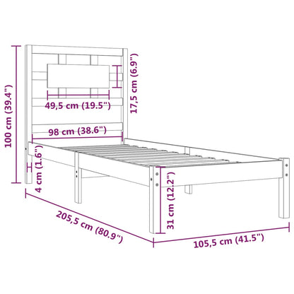 Sängram honungsbrun massiv furu 100x200 cm enkelsäng