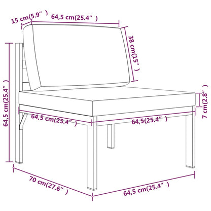 Trädgårdssoffa 4-sits med dynor aluminium