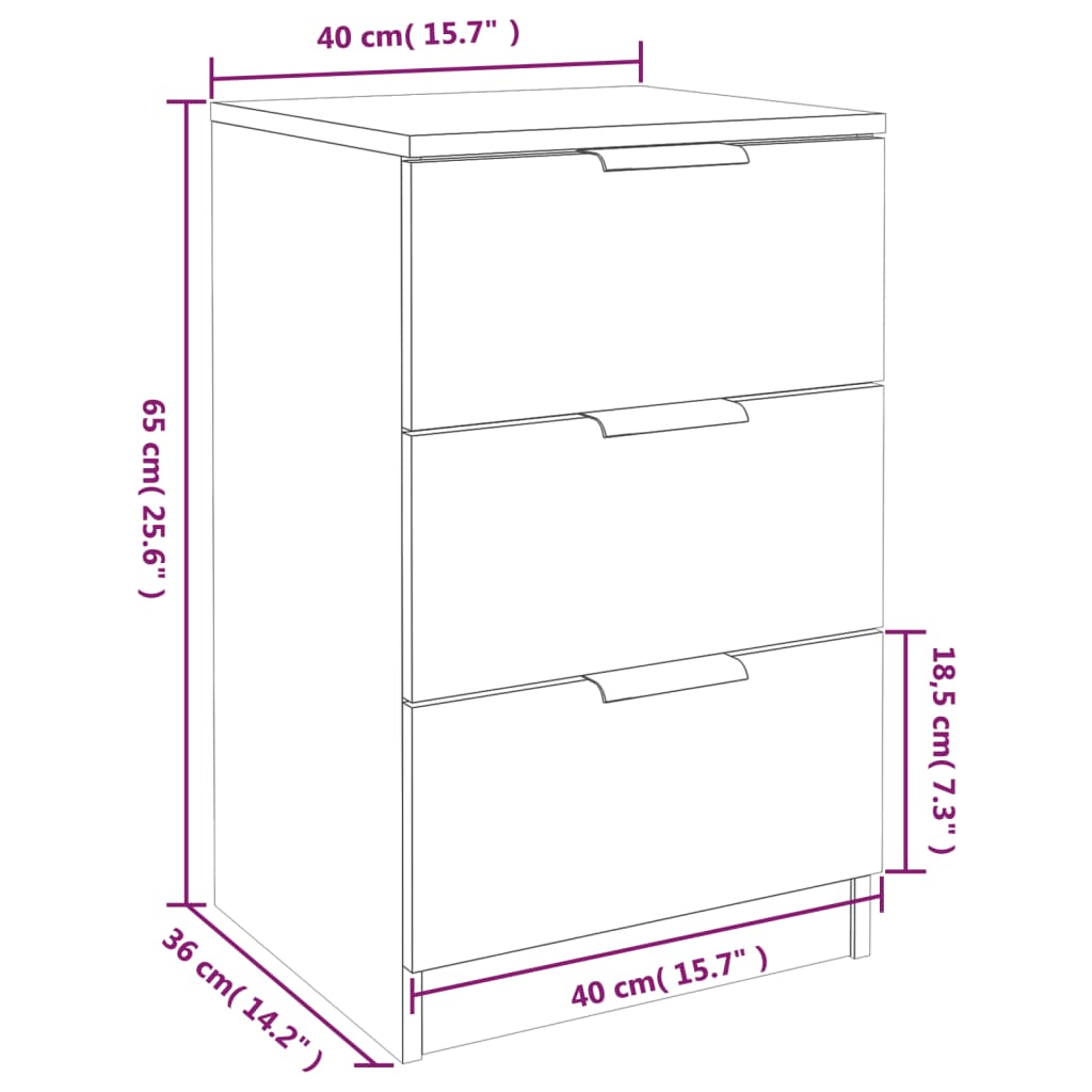 Sängbord sonoma-ek 40x36x65 cm