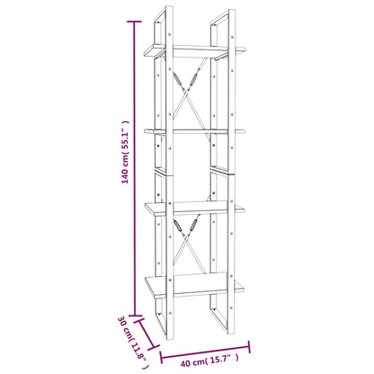 Bokhylla 4 hyllor  ek 40x30x140 cm konstruerat trä