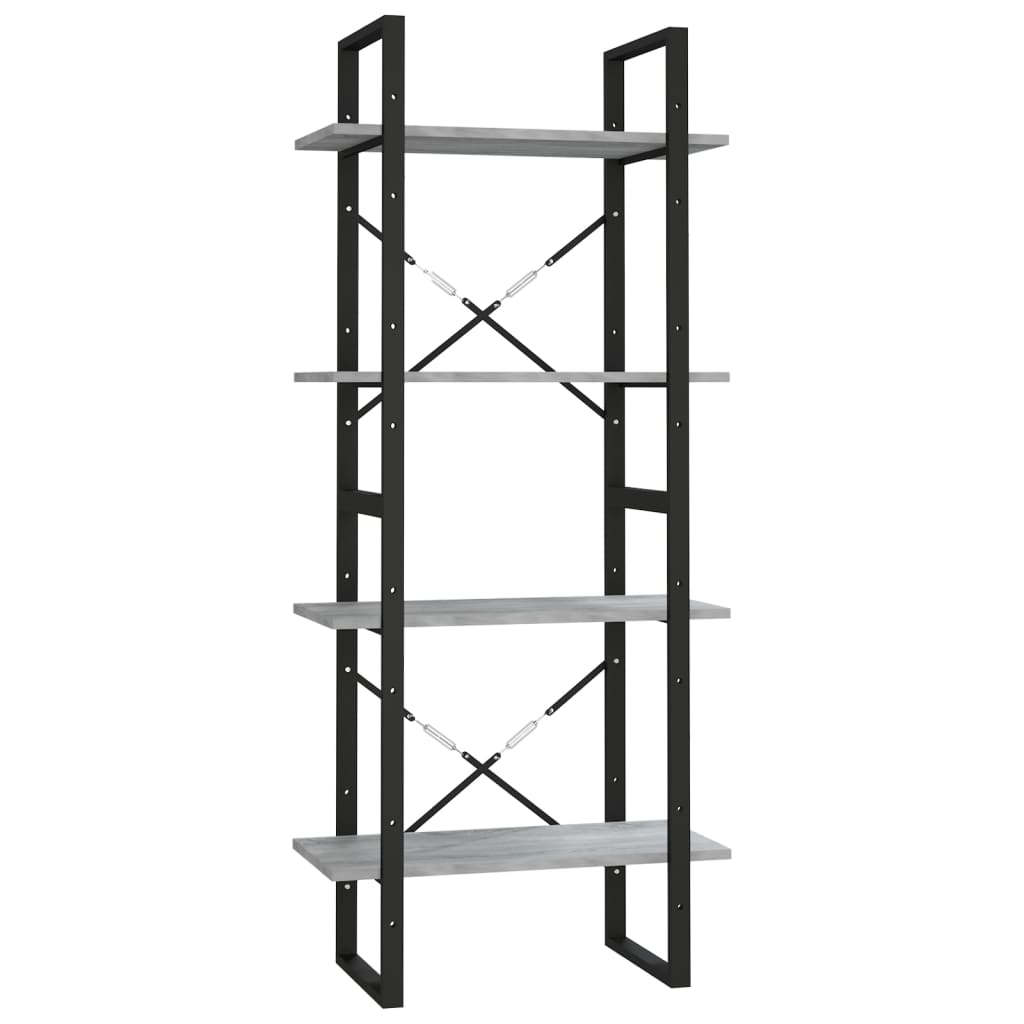 Bokhylla 4 hyllor rökfärgad ek 60x30x140 cm konstruerat trä