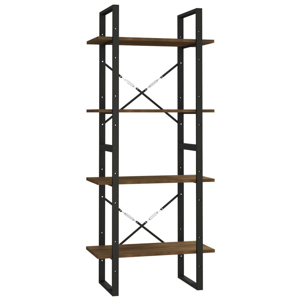 Bokhylla 4 hyllor rökfärgad ek 60x30x140 cm konstruerat trä