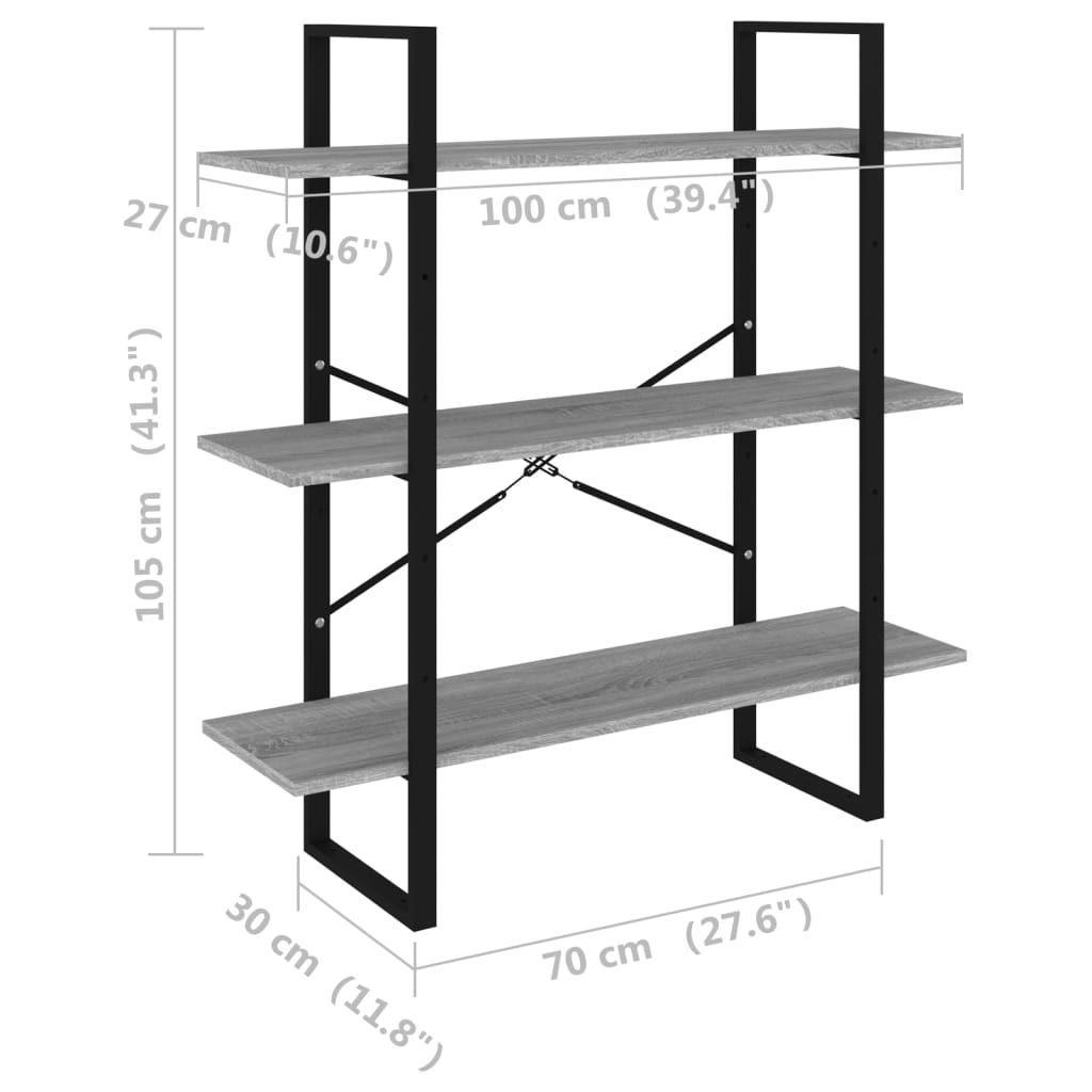 Bokhylla  ek 100x30x105 cm konstruerat trä