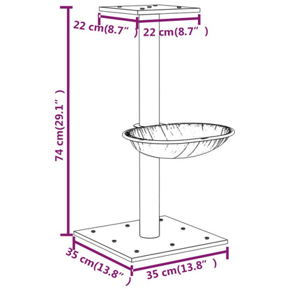 Klösträd med klöspelare sisal ljusgrå 74 cm