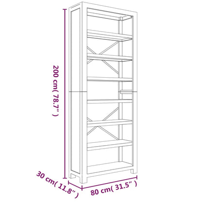 Bokhylla med 7 hyllor 80x30x200 cm massivt akaciaträ - Möbelfabriken