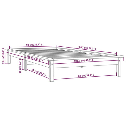 Sängram honungsbrun 90x200 cm massiv furu