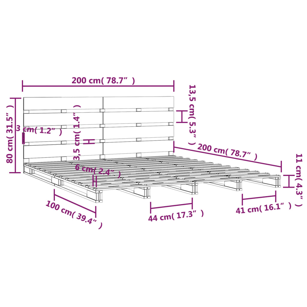 Sängram honungsbrun 200x200 cm massiv furu