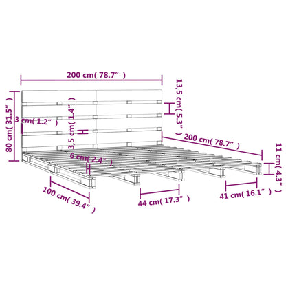 Sängram honungsbrun 200x200 cm massiv furu