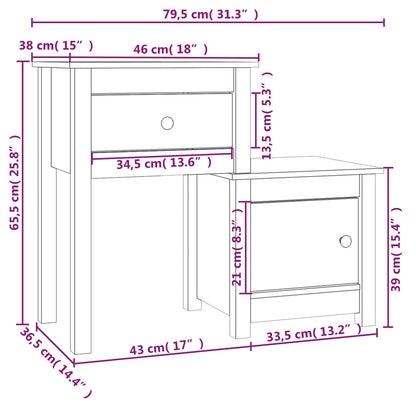 Sängbord 79,5x38x65,5 cm massiv furu