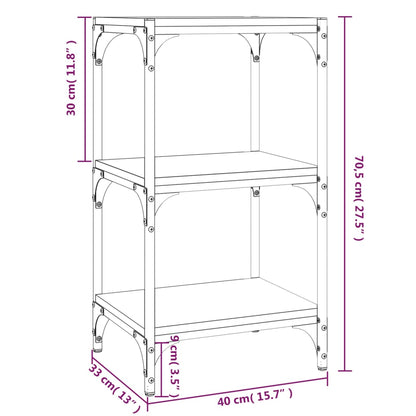 Bokhylla sonoma-ek 40x33x70,5 cm konstruerat trä och stål