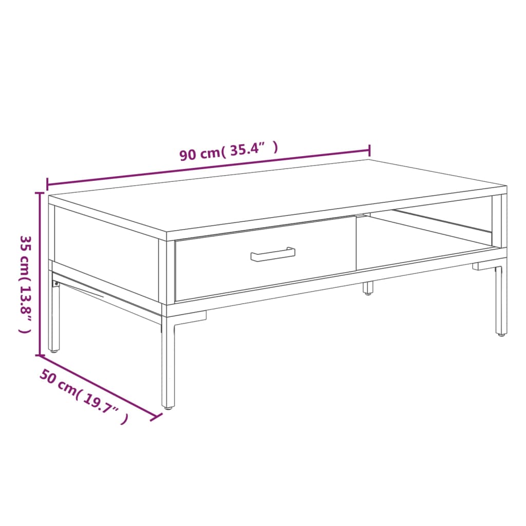 Soffbord 90x50x35 cm massiv furu