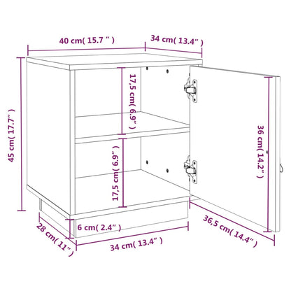 Sängbord 2 st honungsbrun 40x34x45 cm massiv furu