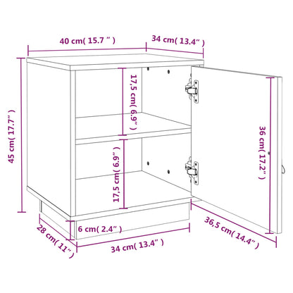 Sängbord honungsbrun 40x34x45 cm massiv furu