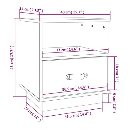 Sängbord honungsbrun 40x34x45 cm massiv furu