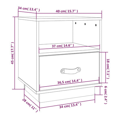 Sängbord 2 st honungsbrun 40x34x45 cm massiv furu