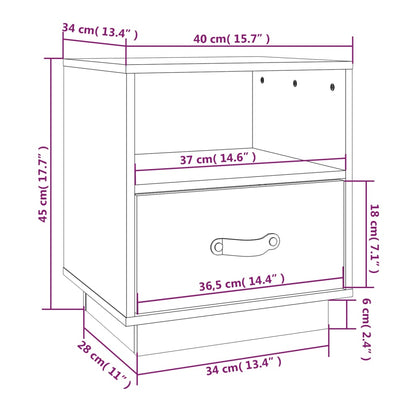 Sängbord 2 st honungsbrun 40x34x45 cm massiv furu