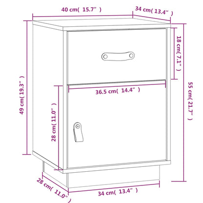 Sängbord honungsbrun 40x34x55 cm massiv furu