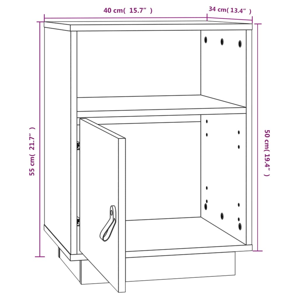 Sängbord 40x34x55 cm massiv furu