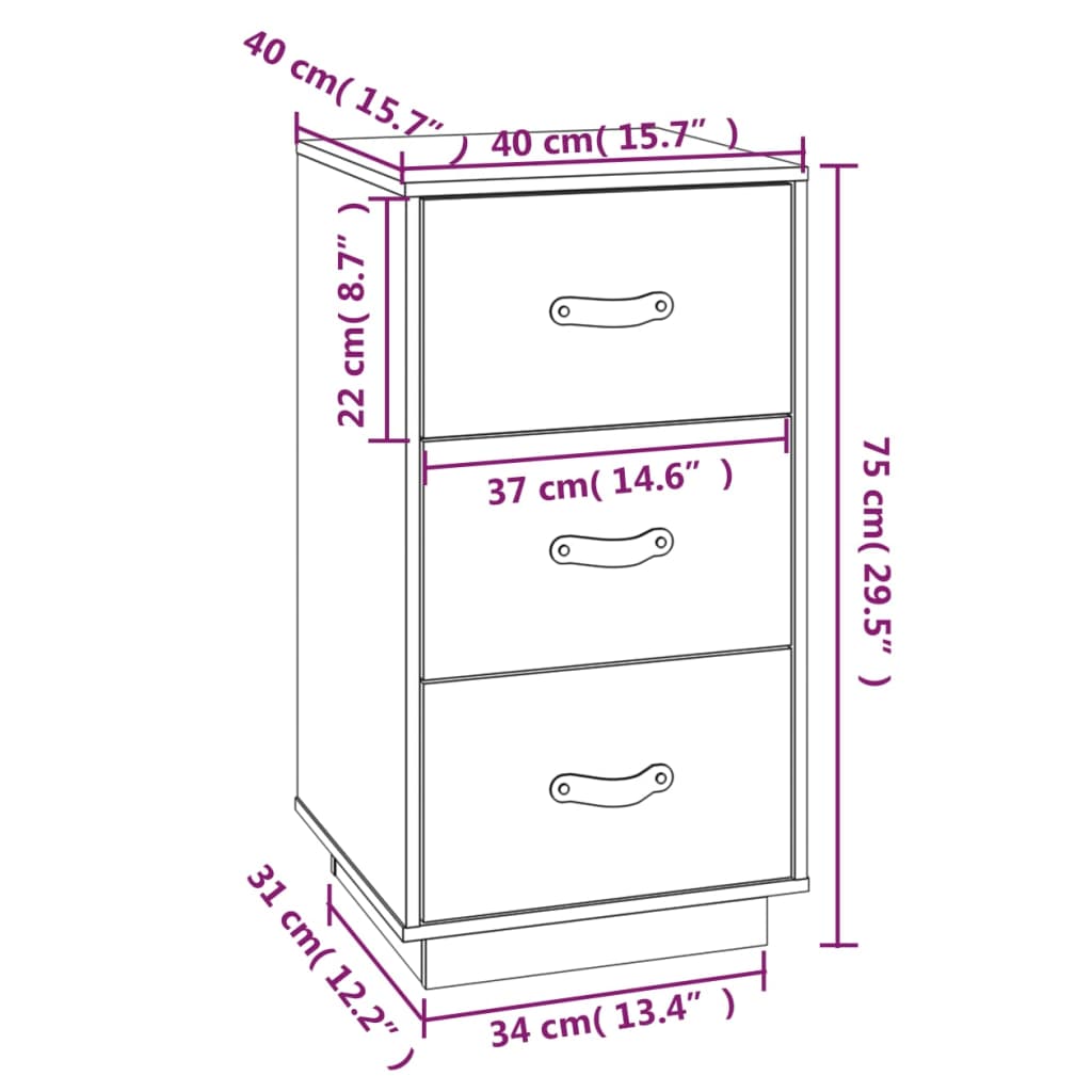 Sängbord 2 st 40x40x75 cm massiv furu