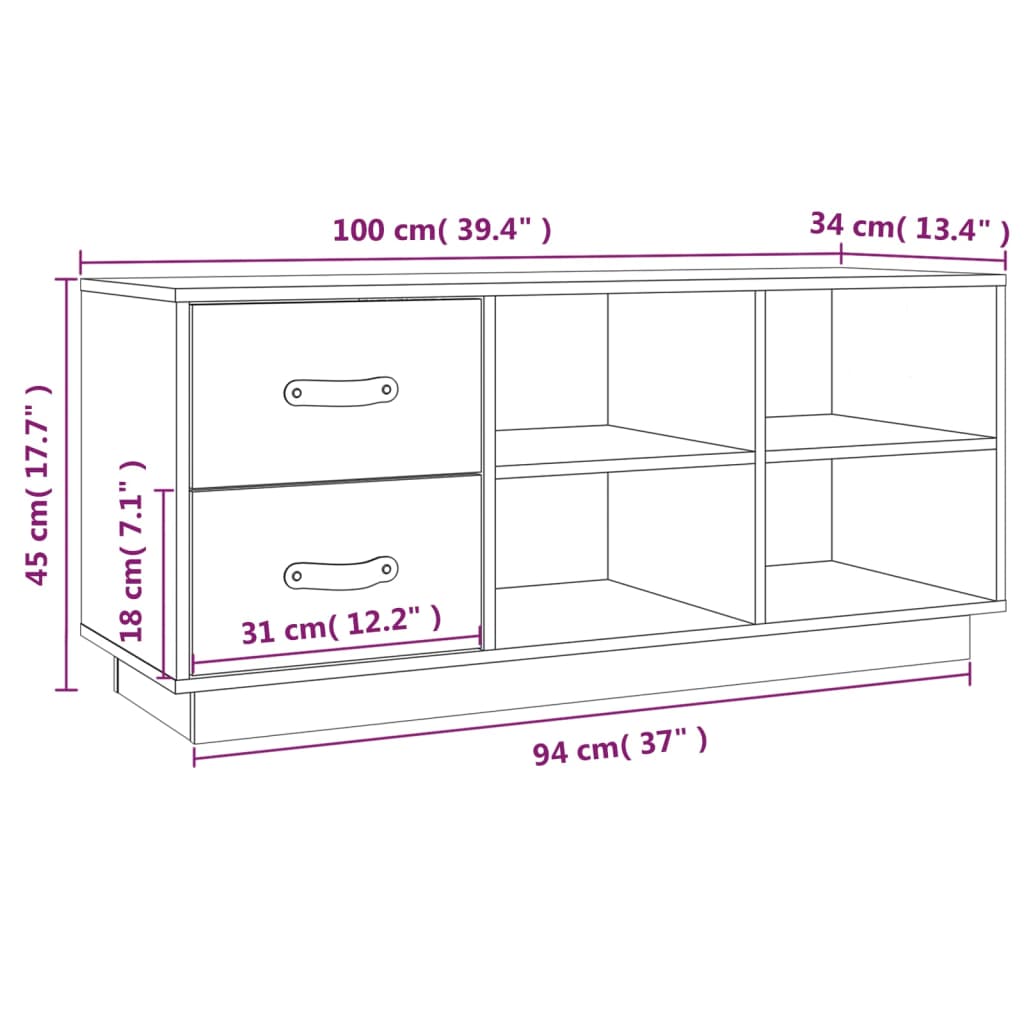 Skobänk 100x34x45 cm massiv furu