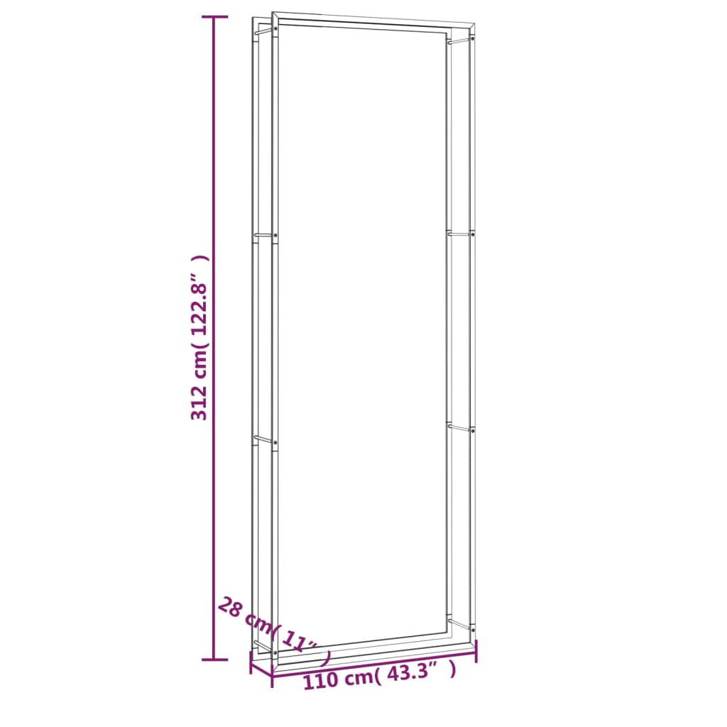 Vedställ matt  50x28x132 cm stål