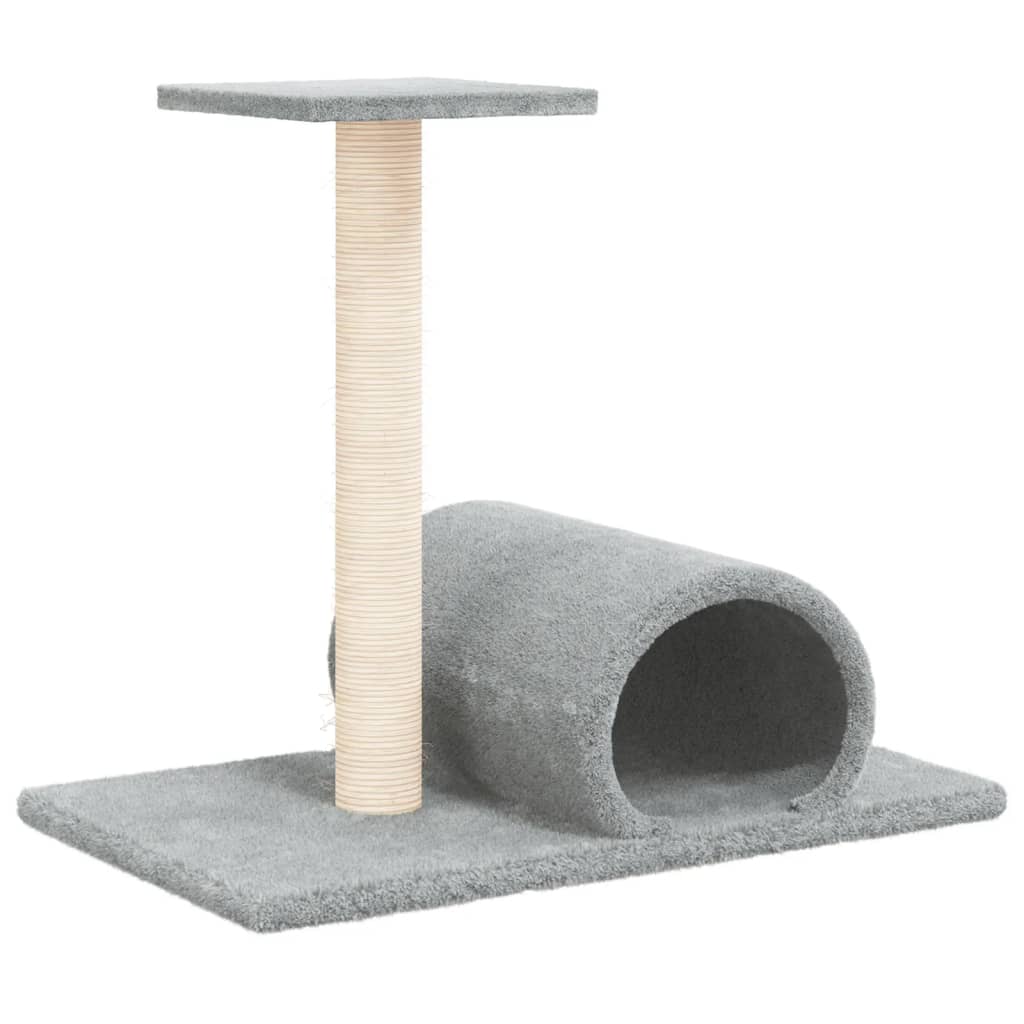 Klöspelare för katt med tunnel ljusgrå 60x34,5x50 cm