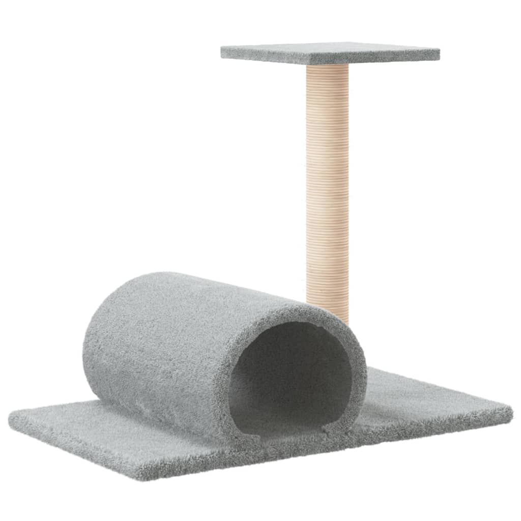 Klöspelare för katt med tunnel ljusgrå 60x34,5x50 cm